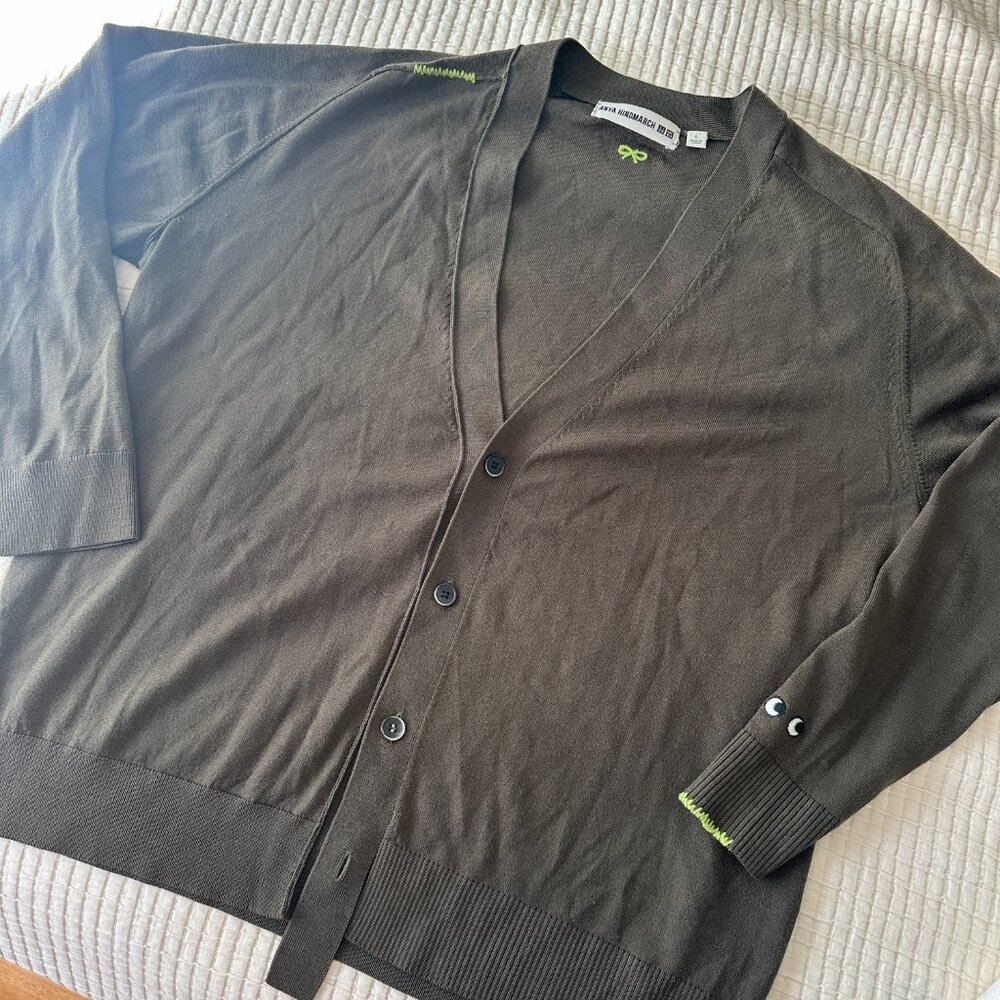 Anya Hindmarch x UNIQLO 100% Wool Cardigan Limited Edition Olive Green - L - Picture 5 of 7